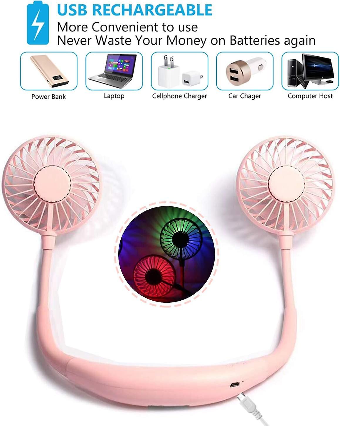 Upgraded Version Portable Neck Fan， Color Changing Led， With Aromatherapy， 360 Free Rotation，and Lower Noise Strong Airflow Headphone Design For Sport