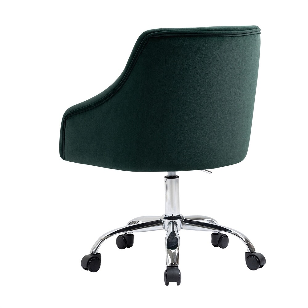 Velvet Office Chair Height Adjustable Swivel Upholstered Chair Wheels