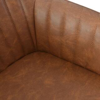 Elevens Boston Brown Faux Leather Upholstered Side Chair with Arms (Set of 2) BOSTON-ARM-BROWN