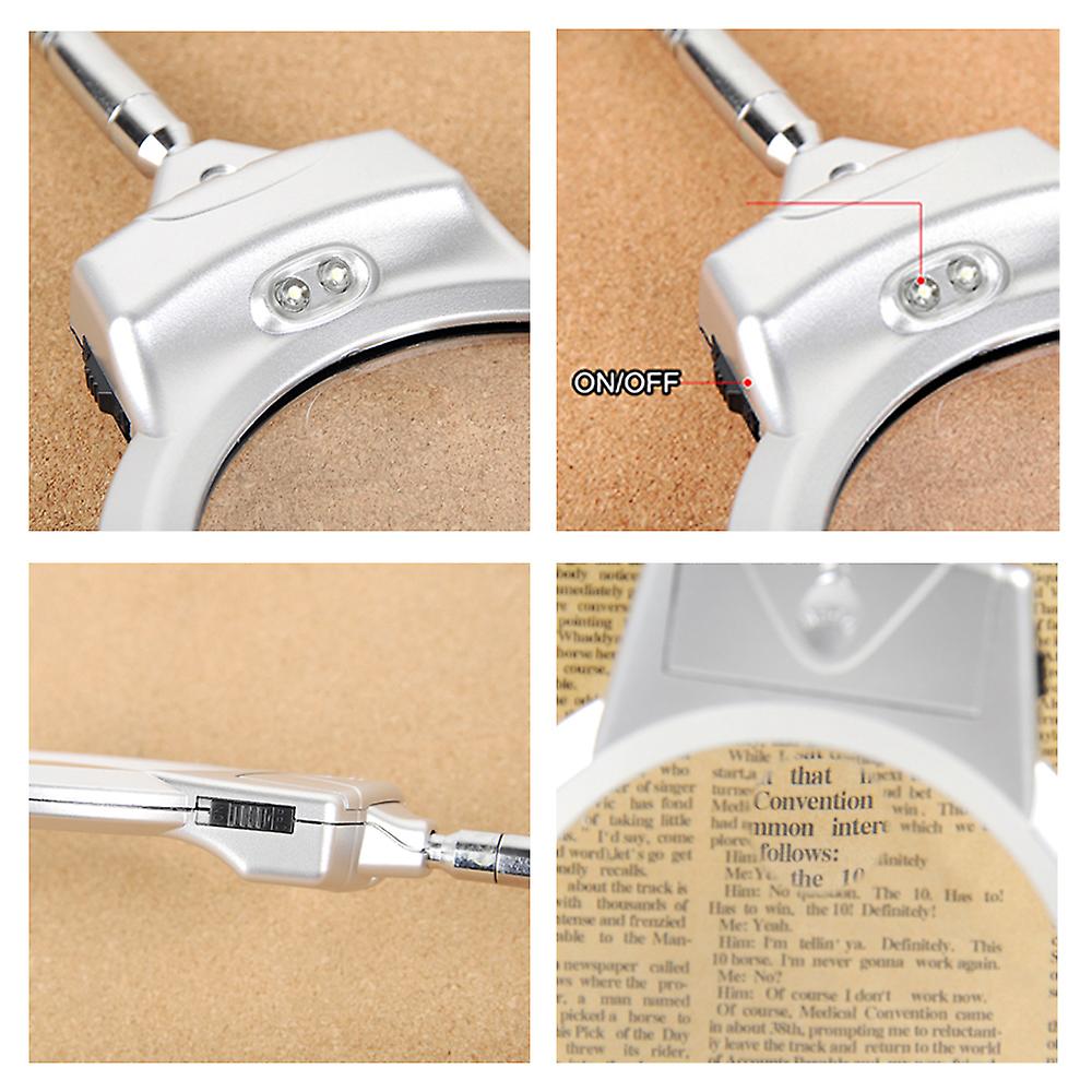 Pro Flexible Hands Free Magnifying Glass Desk Lamp Bright Led Lighted Magnifier With Clamp For Reading Cross Stitch No.265305