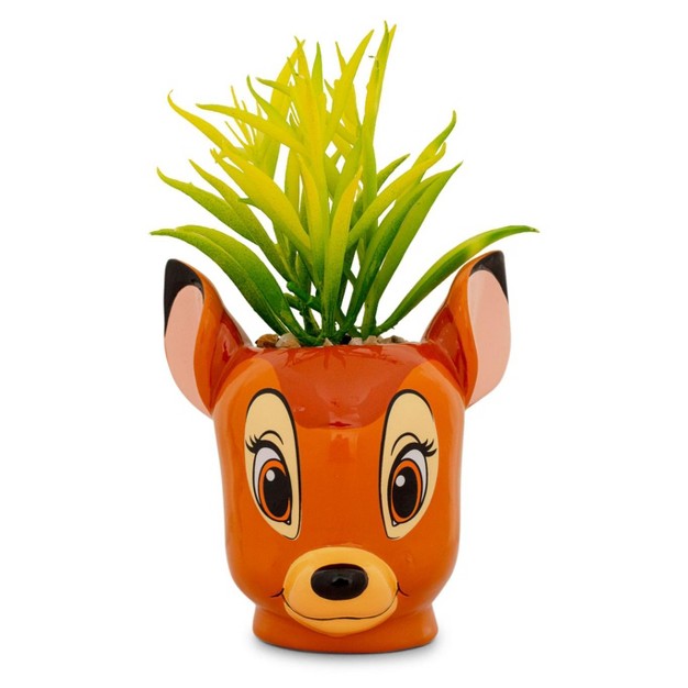 Silver Buffalo Disney Bambi 5 inch Ceramic Mini Planter With Artificial Succulent