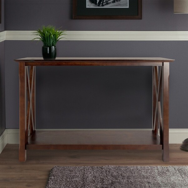 Wooden Console Table 2 Layer Sofa Table with Storage Shelf