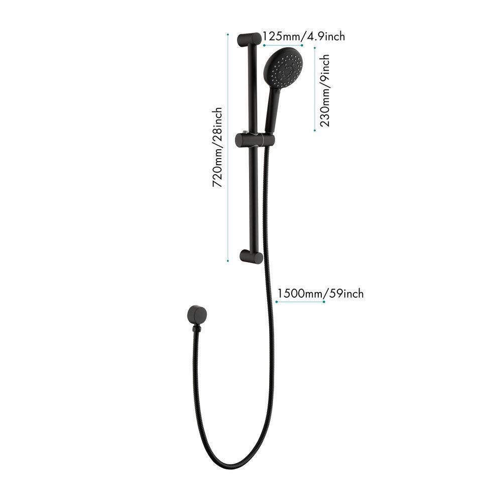 WELLFOR 4-Spray Multi-Function Wall Bar Shower Kit with Hand Shower in Matte Black WA3001MB