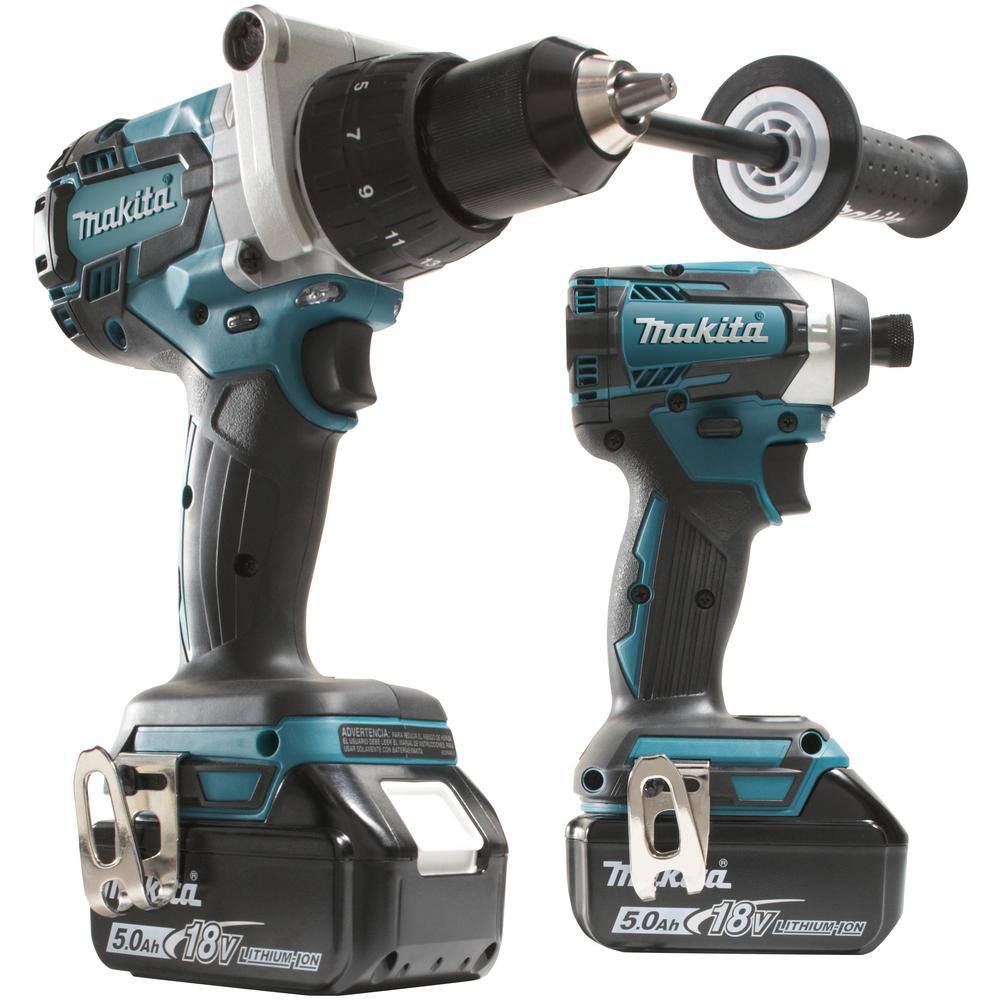 Makita 18V LXT 5.0Ah Lithium-ion Brushless Cordless Combo Kit 2-Piece (Hammer DrillImpact Driver) XT268T