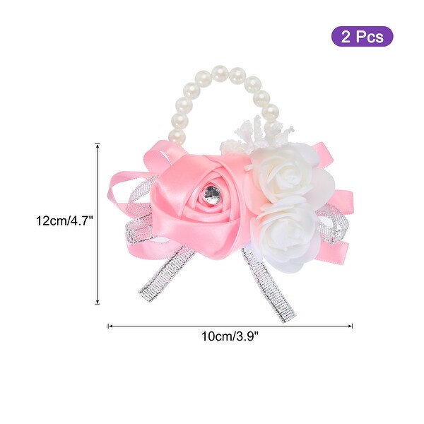 Wrist Corsage Artificial Flower Bracelets Pack of 2 Rose Wrist