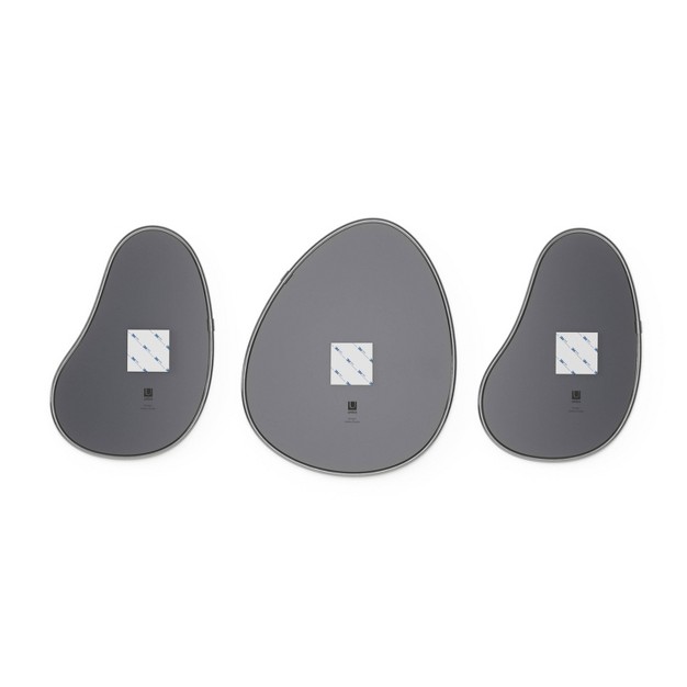 Set Of 3 Hubba Pebble Mirrors Metallic Titanium Umbra