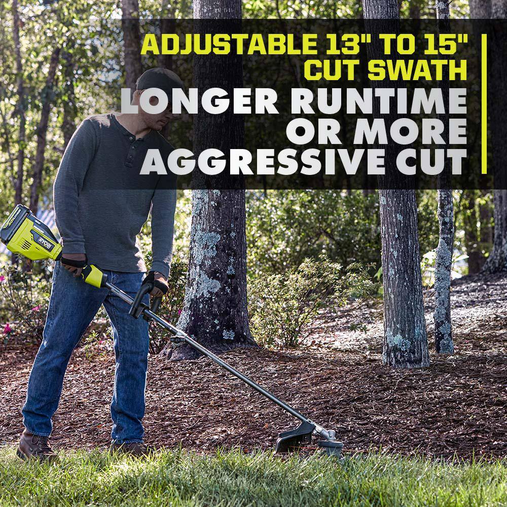 RYOBI 40V HP Brushless 15 in. Cordless Carbon Fiber Shaft Attachment Capable String Trimmer with 4.0 Ah Battery and Charger RY40290