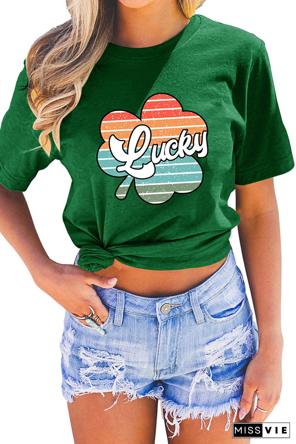 St Patrick's Day Shirt,Shamrock Graphic Tee Wholesale