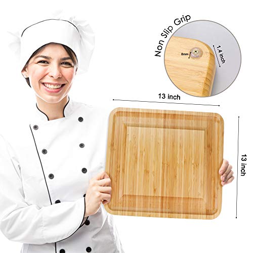 Mosskic Cheese Board and Knife Set，Bamboo Charcuterie Boards Platter Serving Tray for Housewarming Party Birthday Wedding Gifts