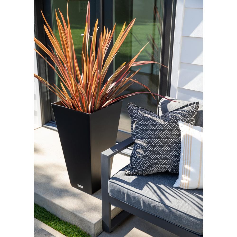 Veradek Midland 30 in. Black Plastic Tall Square Planter MV32B