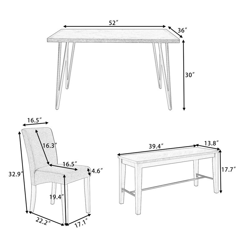 Modern Wooden Dining Table Set  6 Piece