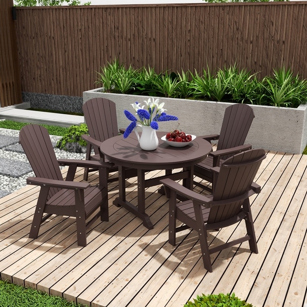 Polytrends Altura 5Piece Round Poly EcoFriendly All Weather Outdoor Dining Set