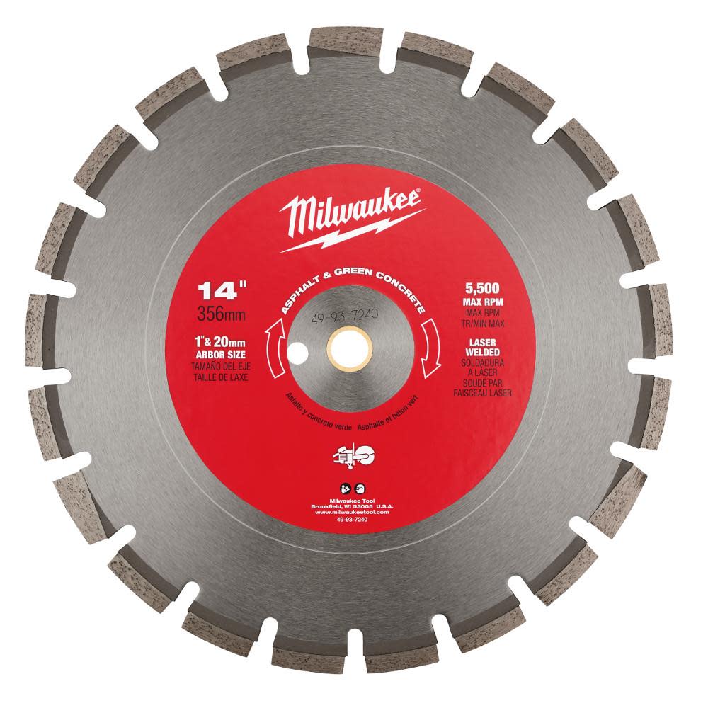 Milwaukee 14 in. Asphalt and Green Concrete Segmented 49-93-7240 from Milwaukee