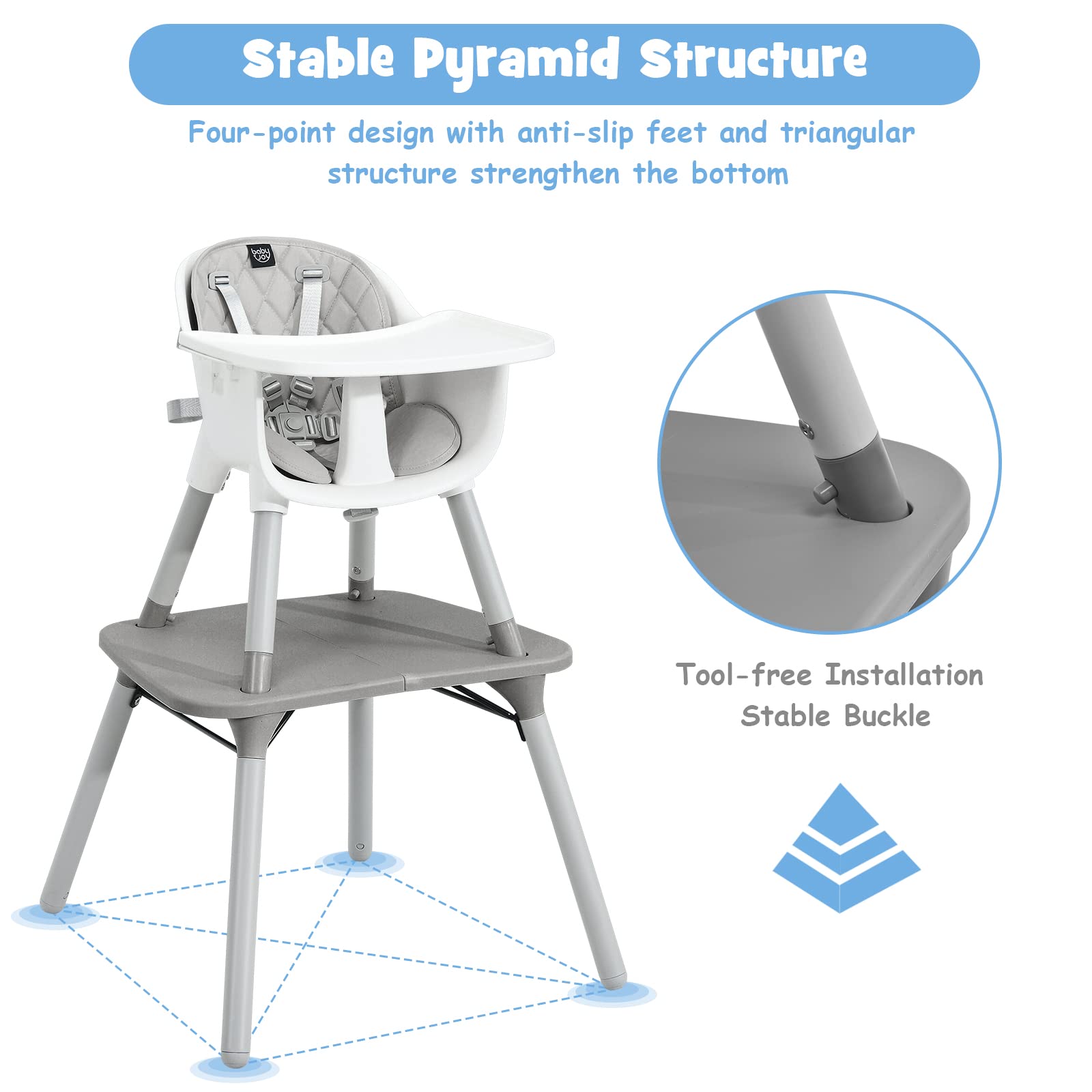 Costzon 4 in 1 Convertible High Chair, Infant Dining Chair Booster Seat with Removable Tray