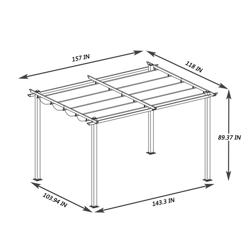 13 x 10 Ft Outdoor Patio Retractable Pergola   Large Garden Gazebos