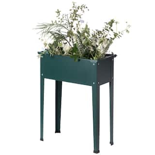 Green Metal Freestanding Raised Garden Bed Rectangular Flower Planter QI003908G