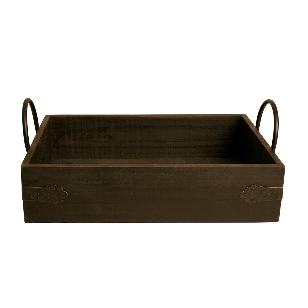 Wald Imports Brown Wood Decorative Tray