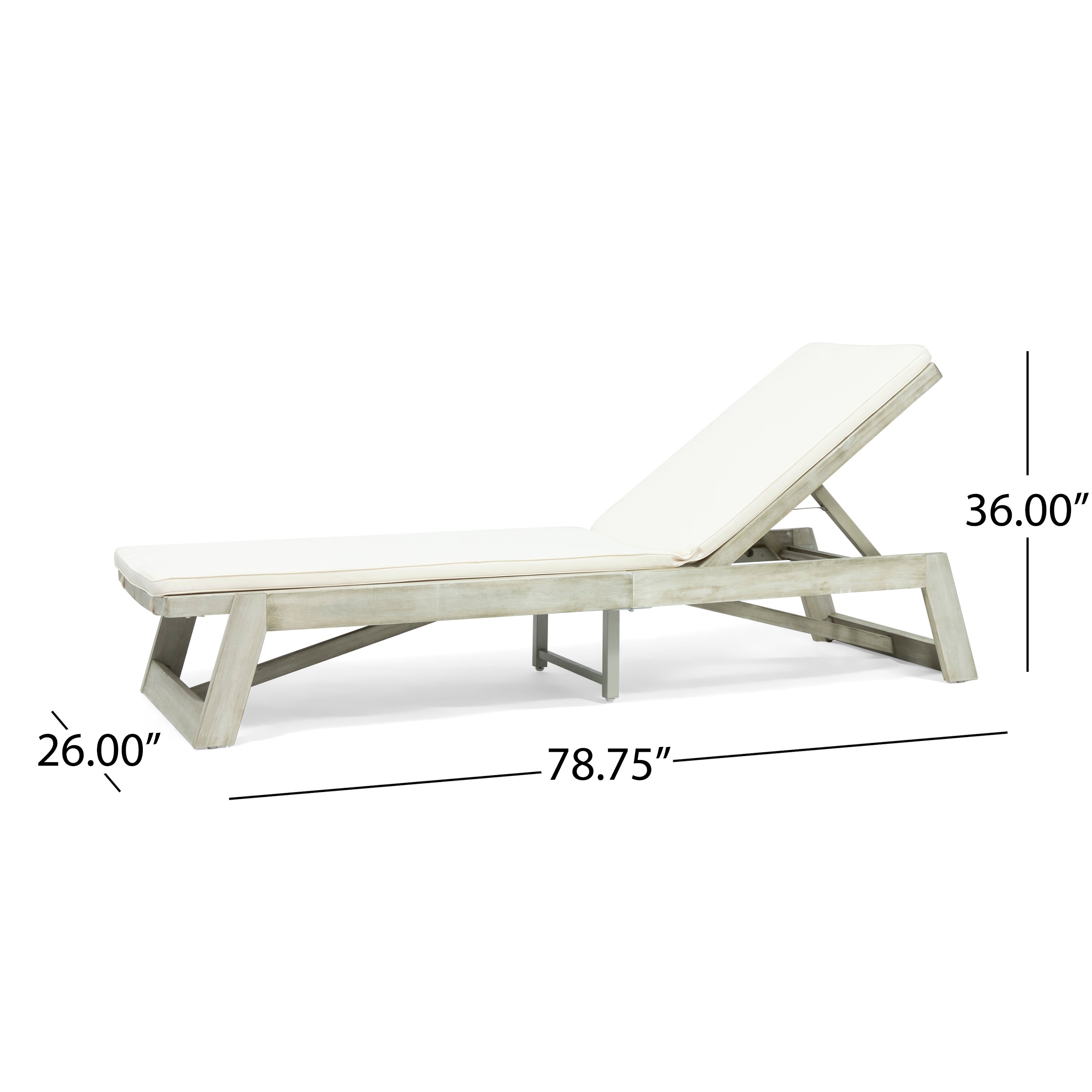 Adelaide Outdoor Acacia Wood Chaise Lounge and Cushion Set