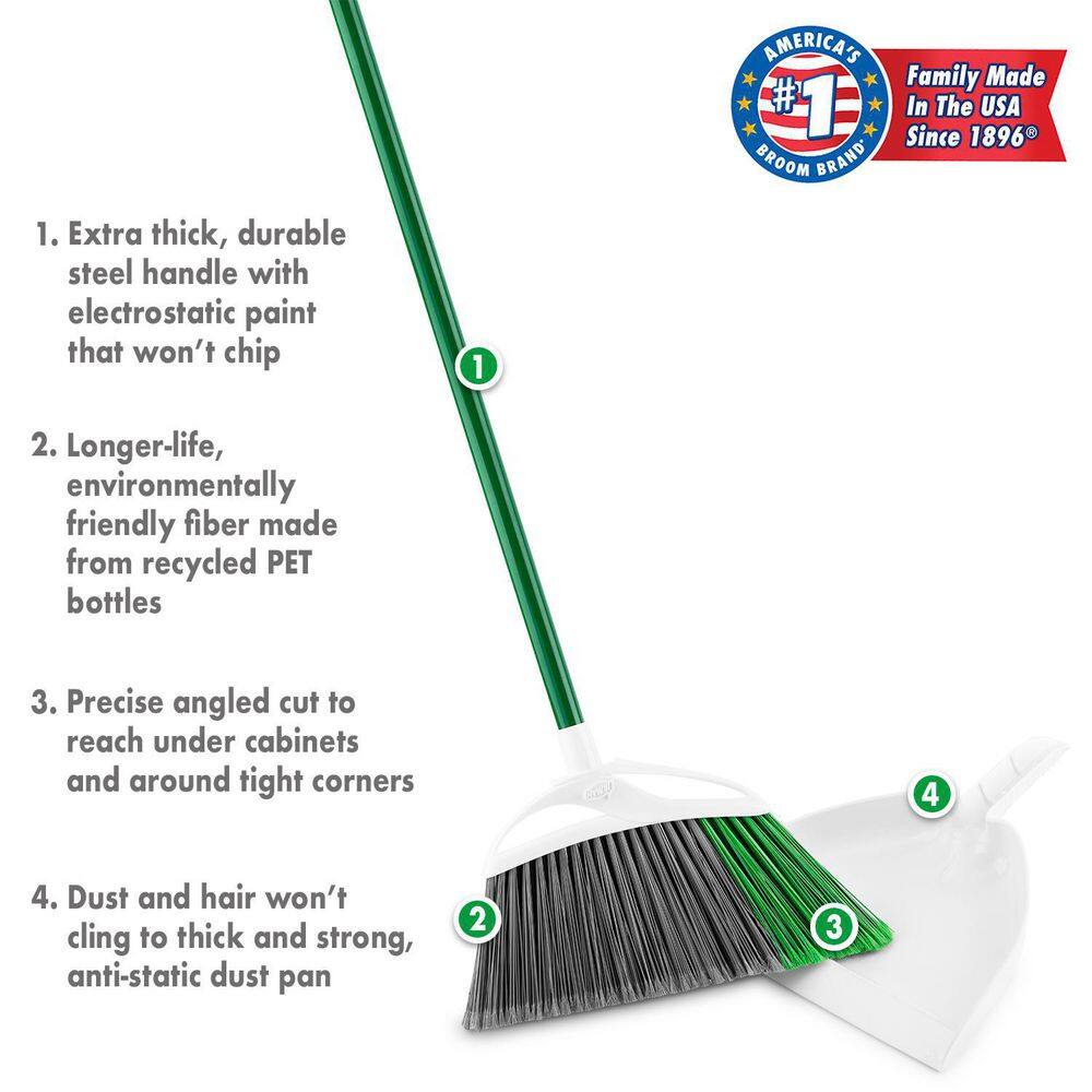 Libman Extra-Large Precision Angle Broom and Dustpan Set 212