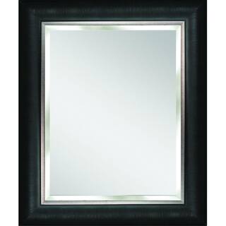 Deco Mirror Alderton 29 in. W x 35 in. H Framed Rectangular Beveled Edge Bathroom Vanity Mirror in BlackSilver 8876