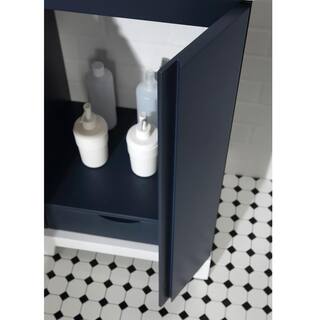 Home Decorators Collection Glovertown 17.3 in. x 14.3 in. D Vanity in Midnight Blue with Ceramic Vanity Top in White with White Sink and Mirror GlovertownCo-MB