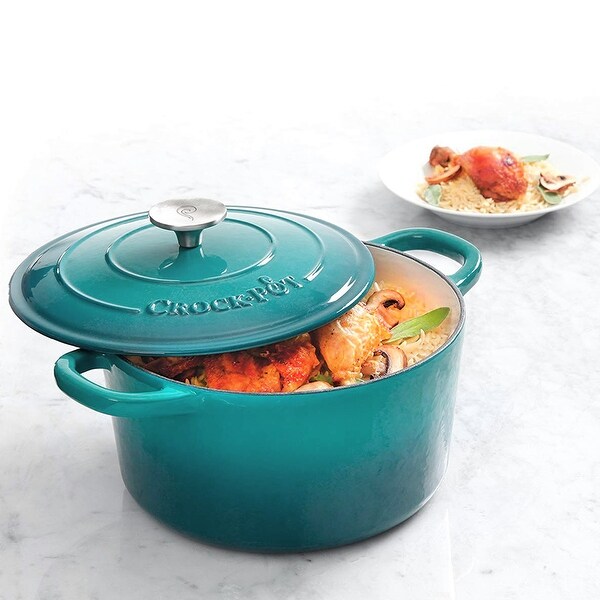 3 Quart Enameled Cast Iron Casserole with Lid in Turquoise