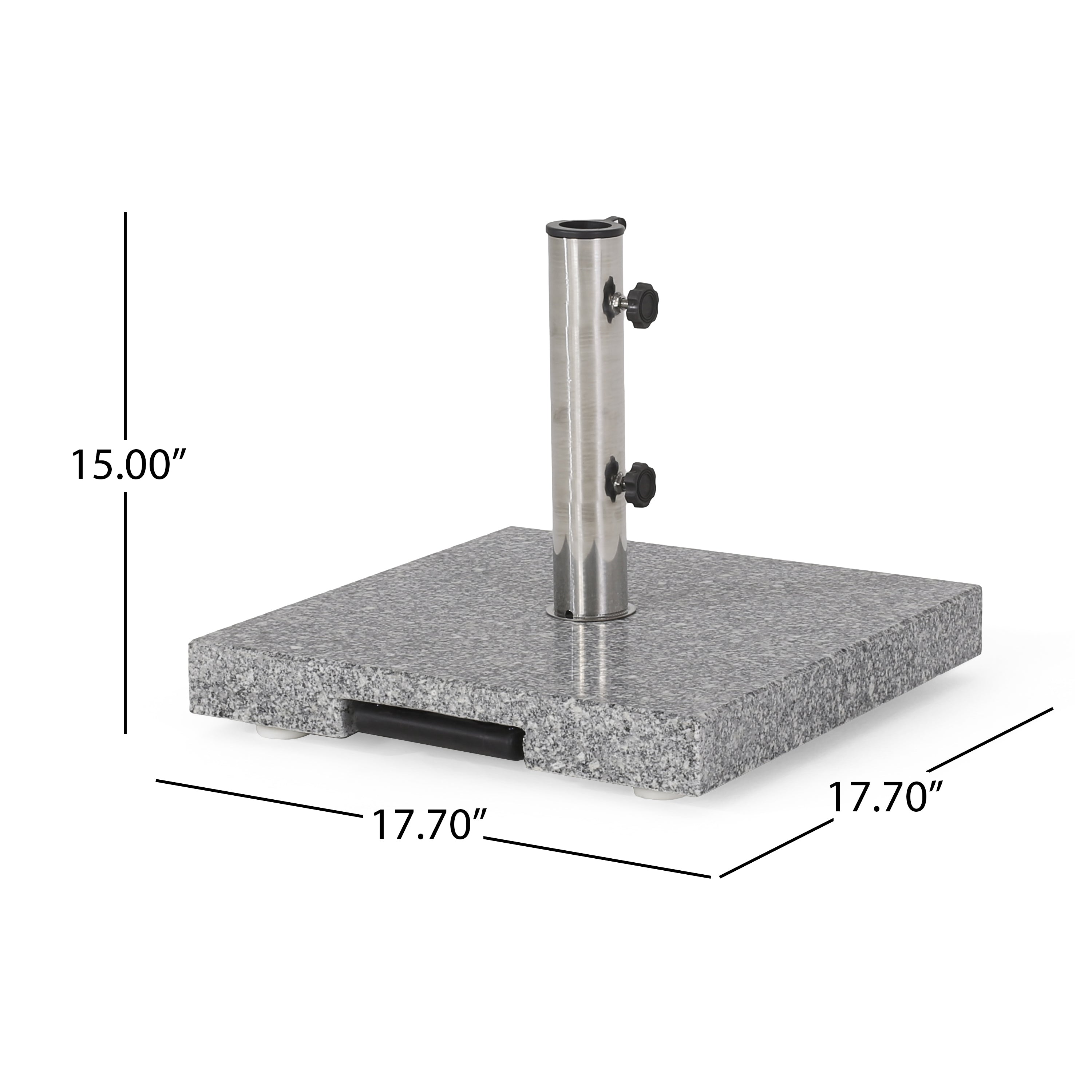 Martino Outdoor Natural Grey Granite and Stainless Steel Umbrella Base