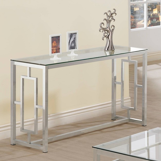 Merced Console Sofa Table With Glass Top Nickel Coaster