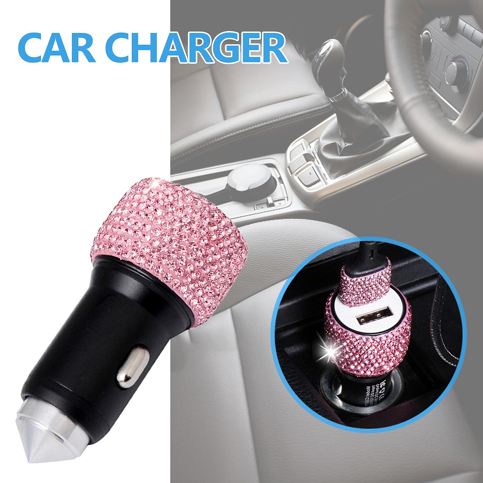 Car Charger Bling Diamond Dual Usb Car Adapter Handmade Rhinestones Crystal Car Decorations