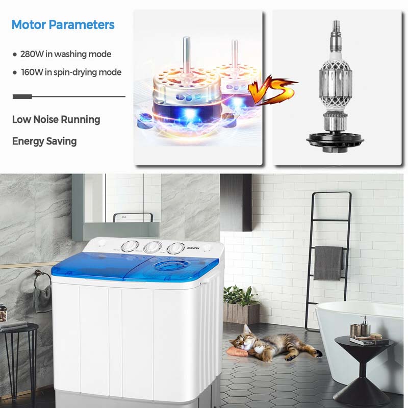 22 LBS 2-in-1 Portable Washing Machine with Drain Pump, Twin Tub Top Load Washer Dryer Combo for RV Apartment