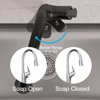 KOHLER Safia 1-Handle Pull Down Sprayer Kitchen Faucet with Integrated Soap Dispenser in Matte Black K-R24298-BL