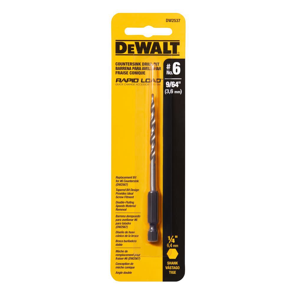 DW #6 Countersink Repl. Bit 9/64 In. DW2537 from DW