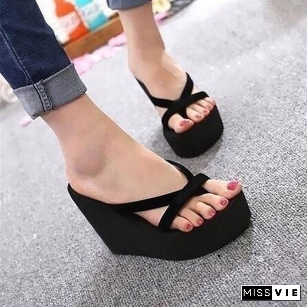 7 Colors Fashion Women Summer Casual Flip Flops Beach Slippers Sandals Summer Wedge Sandals Shoes