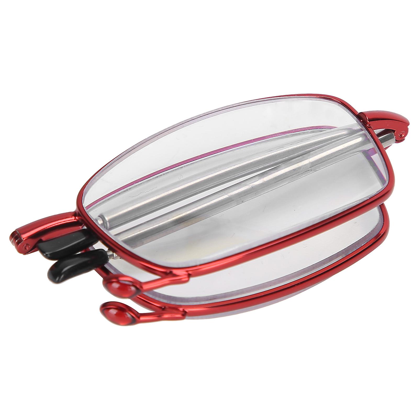 Blue Light Blocking Reading Glasses Fashionable Folding Multifocal Presbyopic Glasses+100 Red