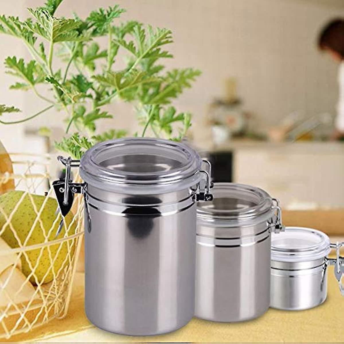 Moonship Kitchen Jar Stainless Steel Food Storage Container - Airtight Storage Container Candy Jar For Whole Grains  Beans  Legumes  Rice  Dried Fruit