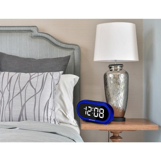 Riptunes Digital Alarm Clock With 5 Alarm Sounds Blue