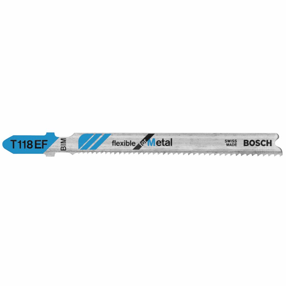 Bosch 5 pc. 3-5/8 In. 11-18 TPI Flexible for Metal T-Shank Jig Saw Blades T118EF from Bosch