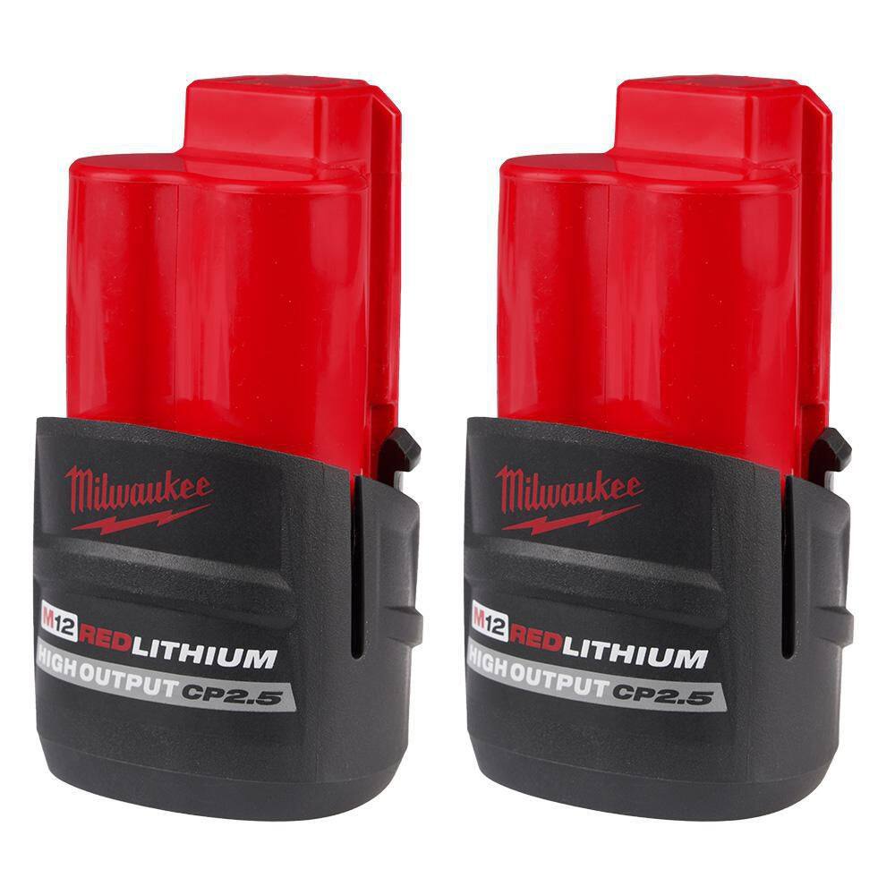 MW M12 12-Volt Lithium-Ion XC High Output 2.5 Ah Battery Pack (2-Pack) 48-11-2425S