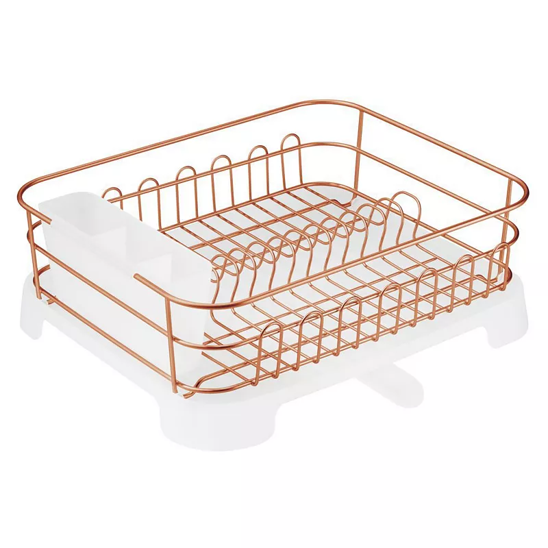 mDesign Large Kitchen Counter Dish Drying Rack with Swivel Spout