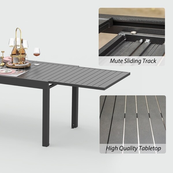 Domi Extendable Patio Dining Table，Aluminum Frame，Weatherproof and Multiple Sizes