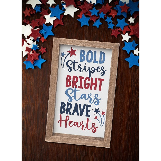 C amp f Home Bold Stripes Bright Stars Brave Hearts 4th Of July Shelf Block