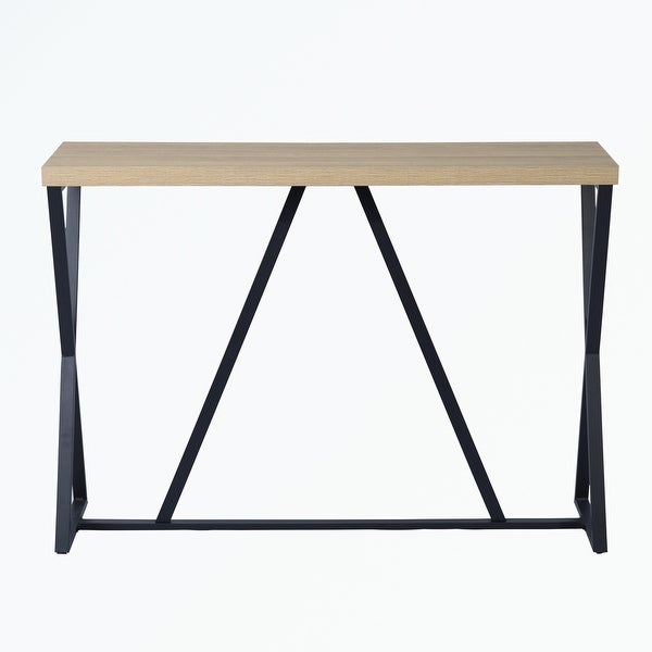 Wood Rectangle Console Table with Metal Frame