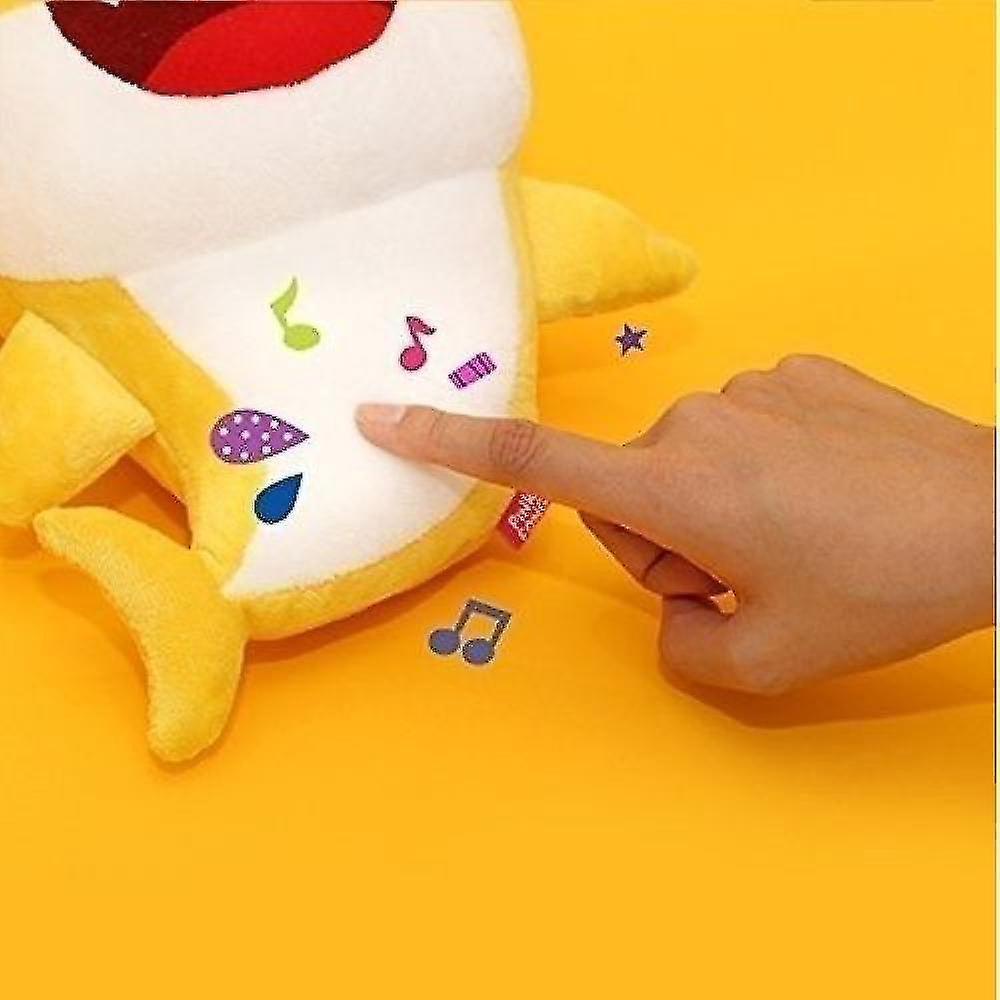 Qian Soft Doll Baby Cartoon Shark Toy With Music Singing English Songs Gift Children Girl-pink