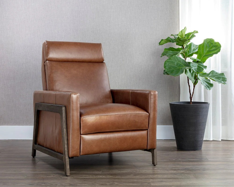 Alana Recliner  Shalimar Tobacco Leather   Contemporary   Recliner Chairs   by Virgil Stanis Design  Houzz