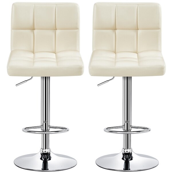 Yaheetech 2pcs Adjustable Modern Faux Leather Swivel Bar Chairs