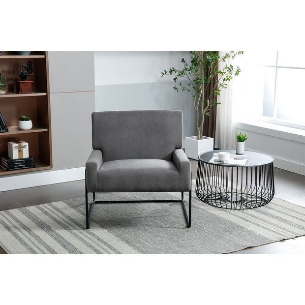 Modern Industrial Slant Armchair with Metal Frame