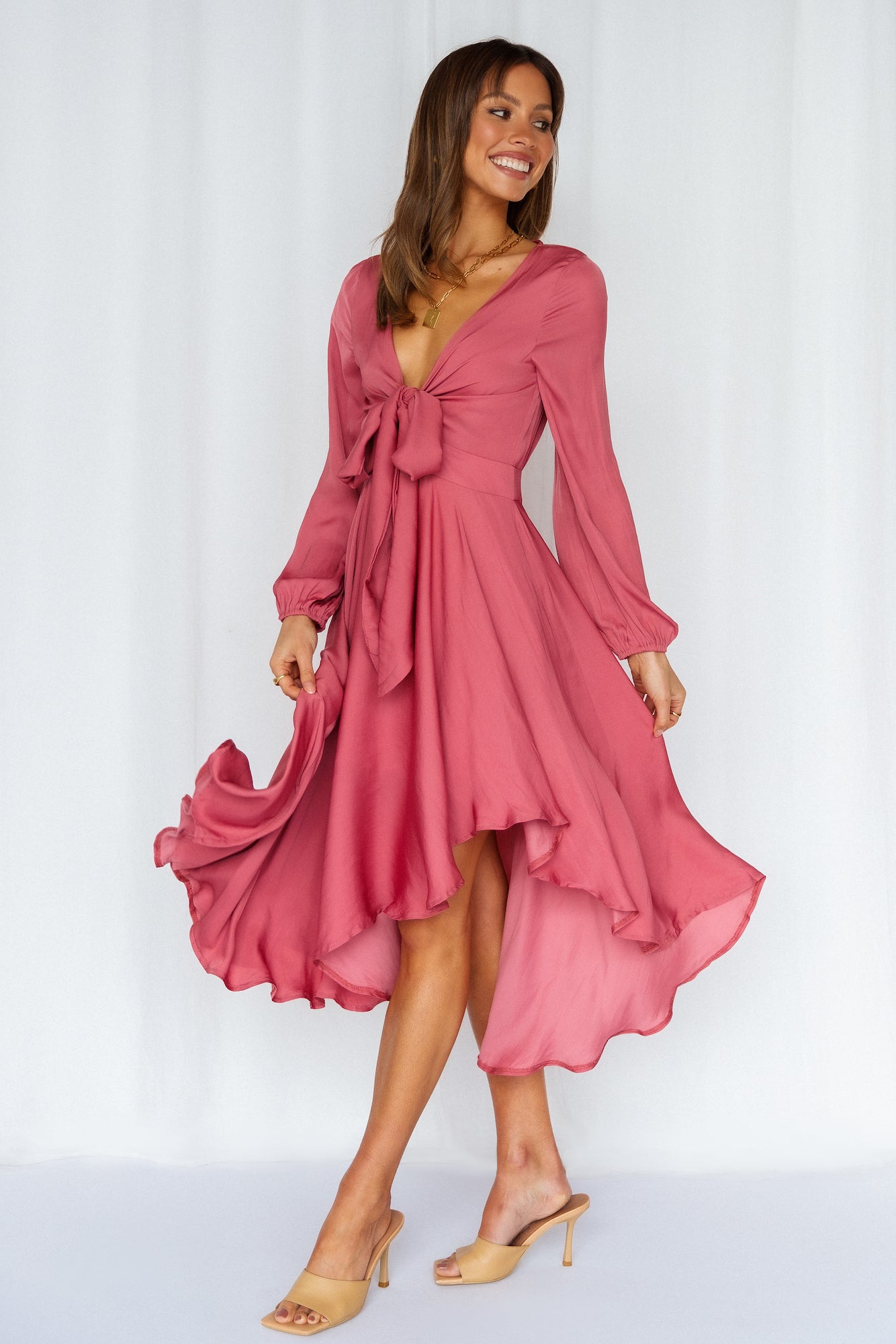 Talk Fast Midi Dress Blush