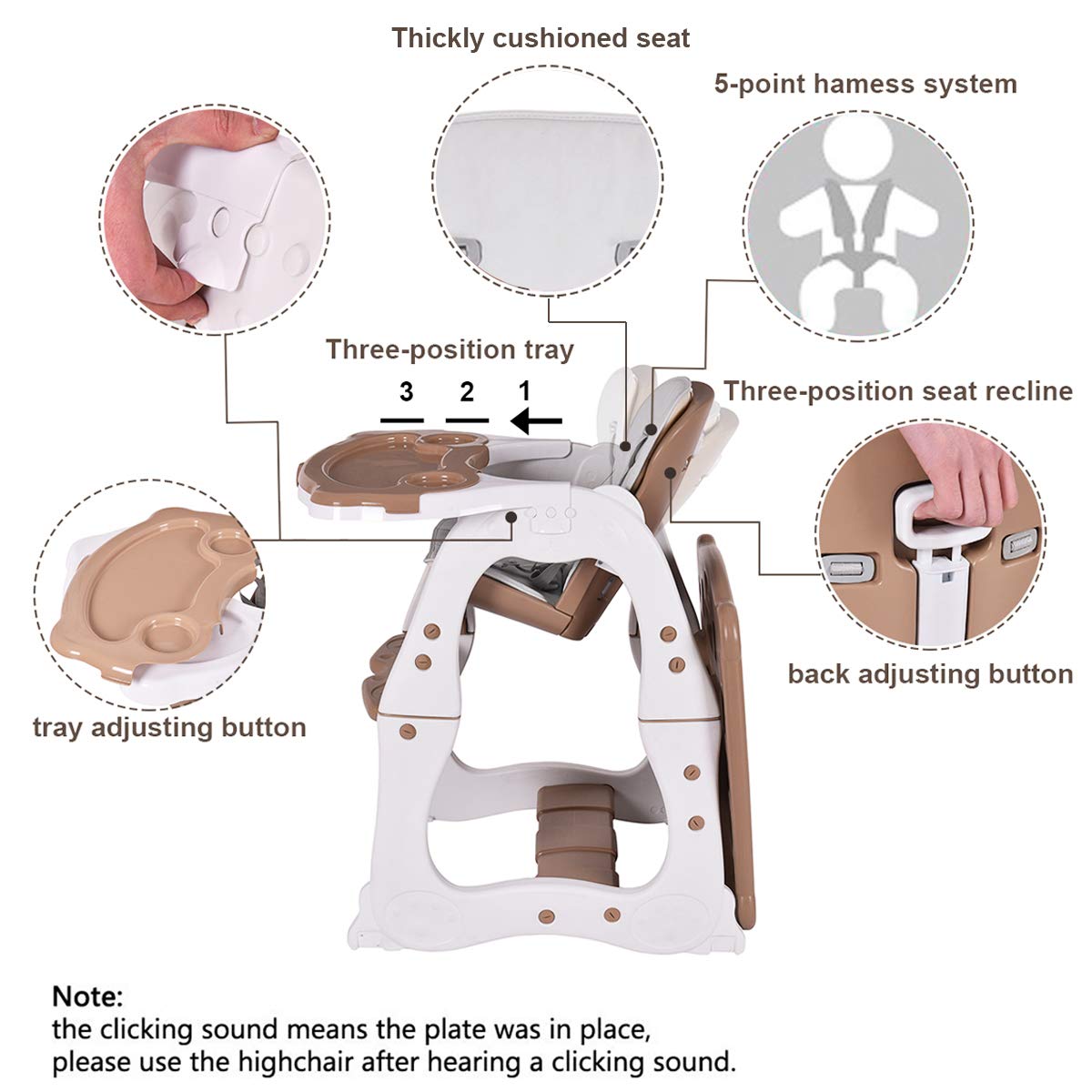 Baby High Chair, 3 in 1 Infant Table and Chair Set