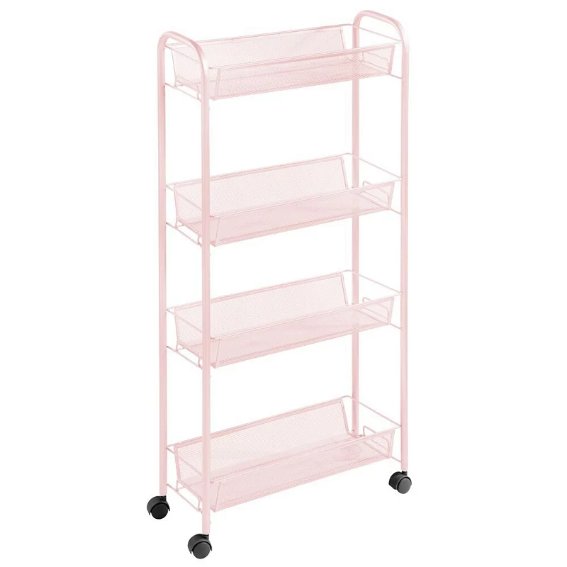 mDesign Portable Metal Rolling Laundry Cart