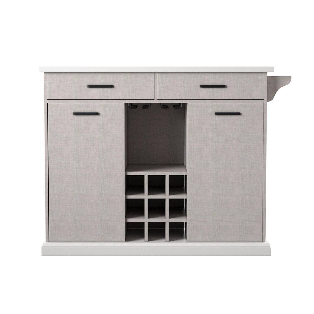 SEI FURNITURE Hiltman Gray Wooden 48 in. Kitchen Island with Drop-Leaf Countertop HD113944